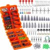 TOPFORT | Topfort 187/343Pcs Fishing Accessories Kit, Including Jig Hooks, Bullet Bass Casting Sinker Weights, Fishing Swivels Snaps, Sinker Slides, Fishing Set With Tackle Box