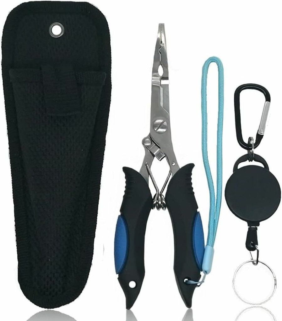 Amoygoog | Amoygoog Stainless Steel Fishing Pliers, Fishing Needle Nose Pliers, Cut Fishing Line Fishing Multitool Pliers With Sheath And Telescopic Lanyard